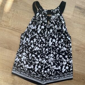 INC International Concepts Black and White Floral Blouse